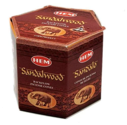 Благовония-конусы стелющийся дым Sandalwood backflow incense cones (Сандал), 40 шт, HEM Благовония-конусы стелющийся дым Sandalwood backflow incense cones (Сандал), 40 шт, HEM